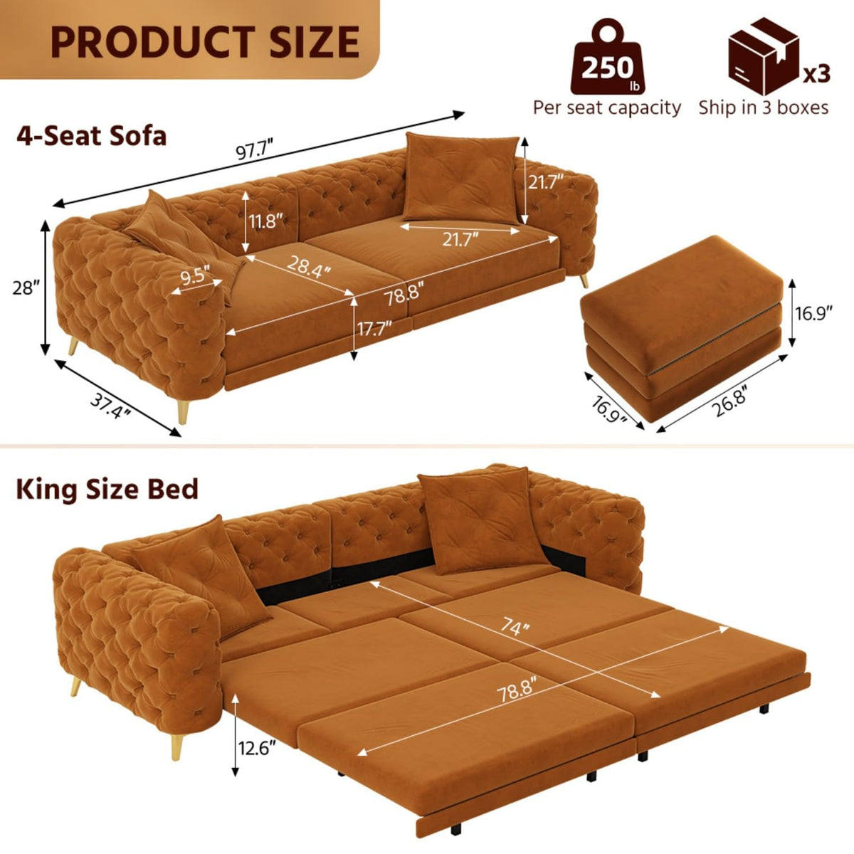 Convertible Sleeper Sofa with Ottoman L988031