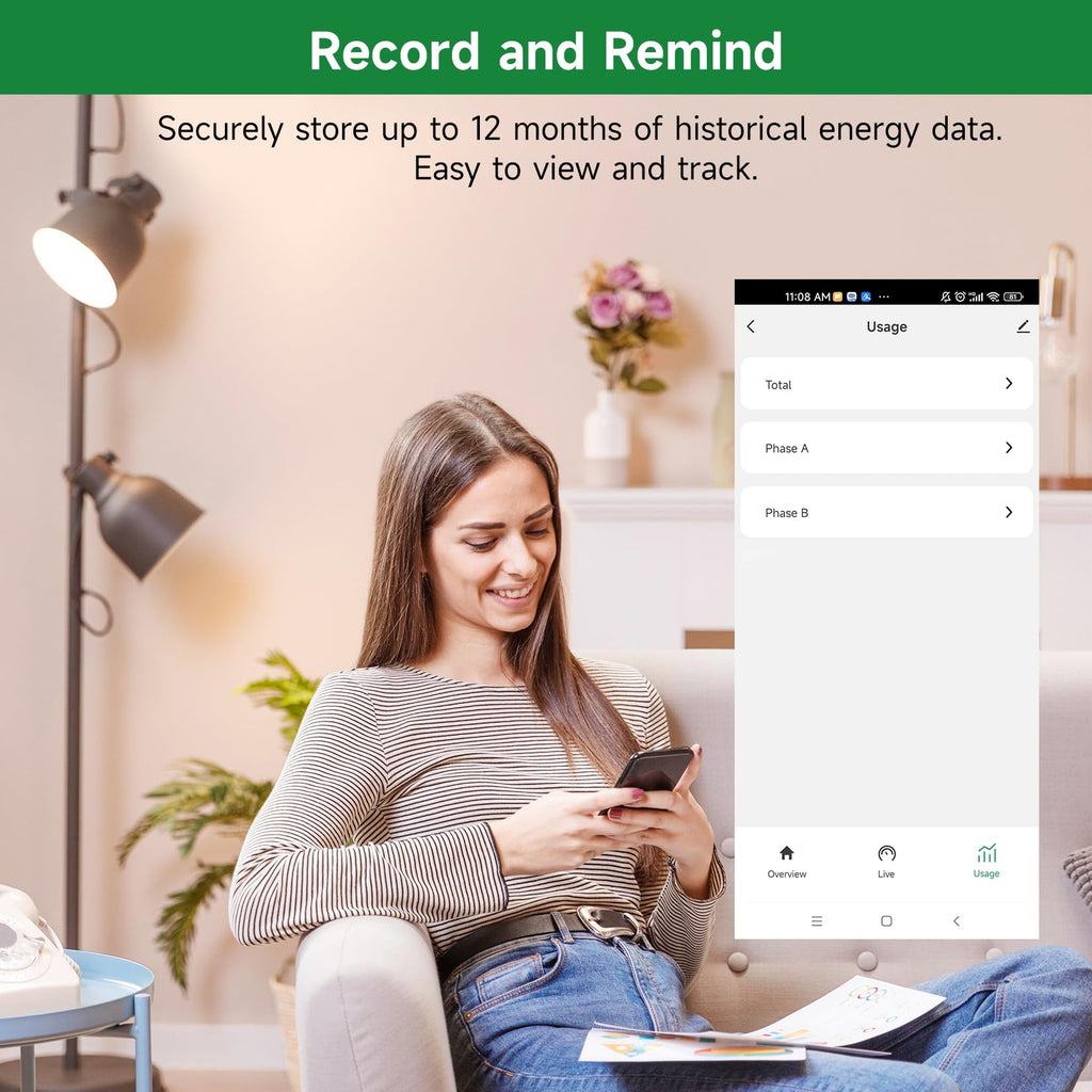 WiFi Energy Monitor with 2 * 80A Clamps J351