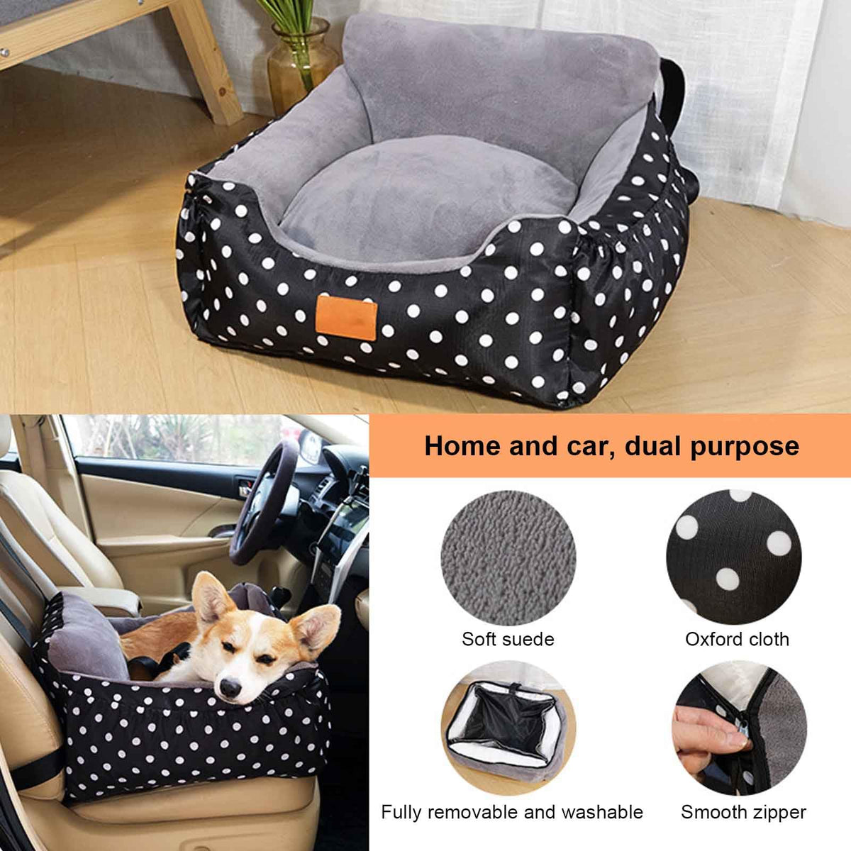 2-in-1 Waterproof Pet Car Seat & Car Bed N438093