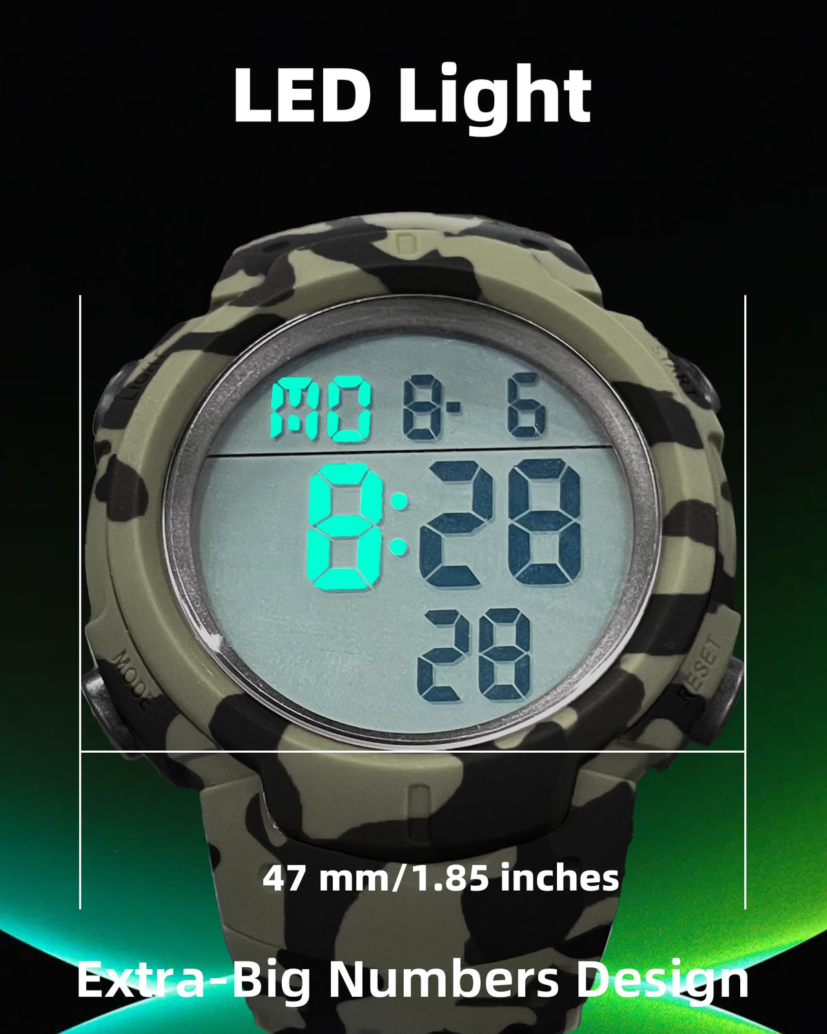 Digital Watch Mens Waterproof Sport Wristwatch E4198