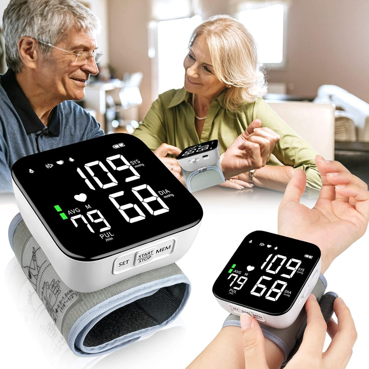 Wrist Blood Pressure Monitor with 90X2 Readings Memory F387