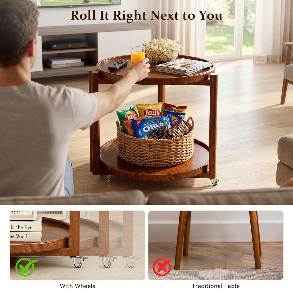Rolling Side Table with Wheels G16808