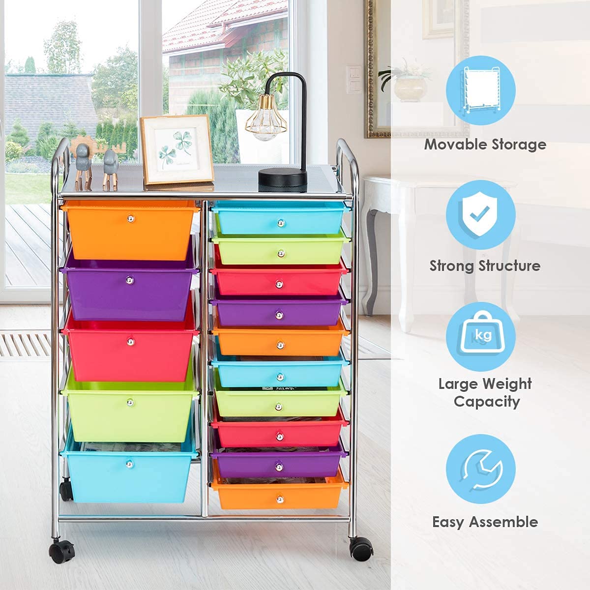 15 Drawer Rolling Storage Cart S115539