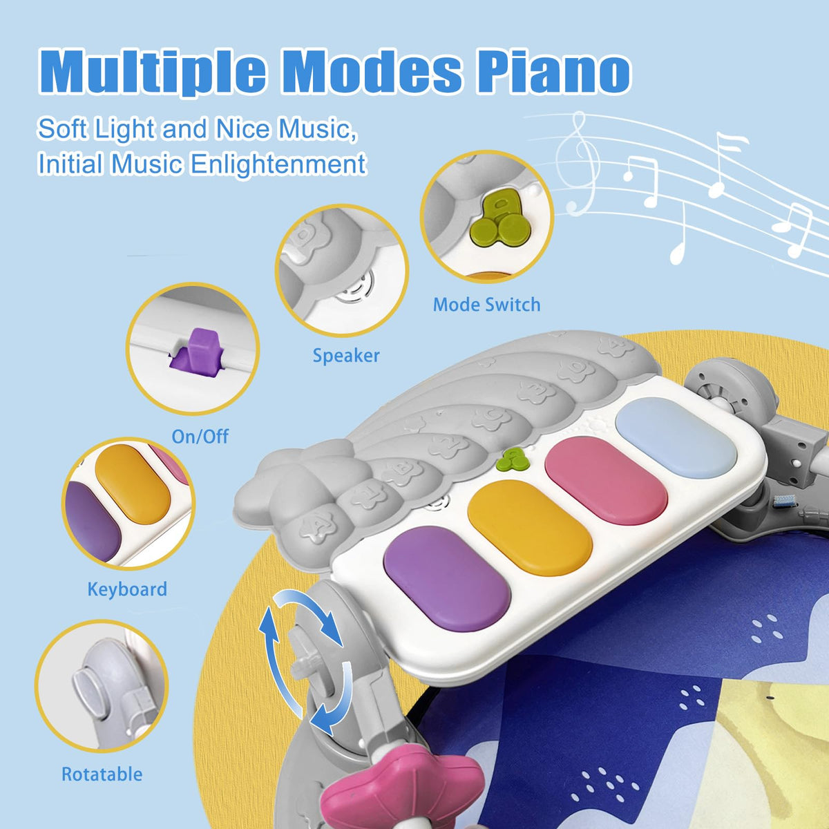Baby Play Gym Mat with Music and Light T544