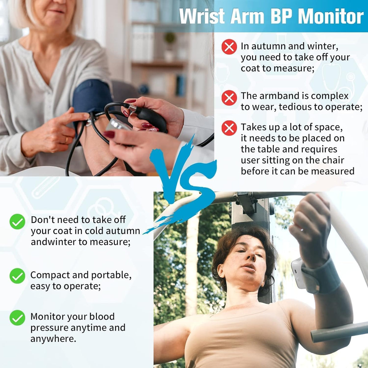 Wrist Blood Pressure Monitor with 90X2 Readings Memory F387