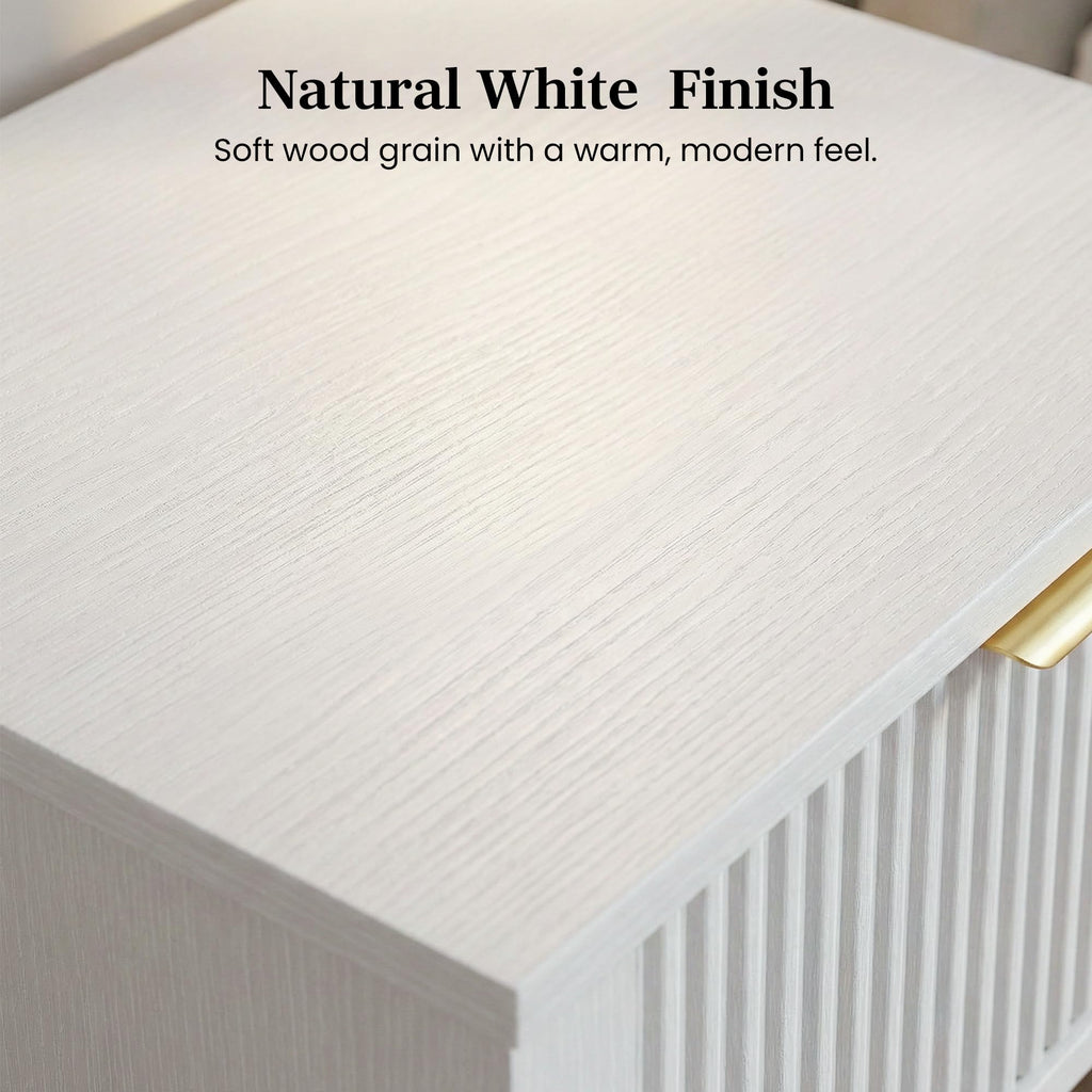 White Nightstand with Drawer and Open Shelf M33396