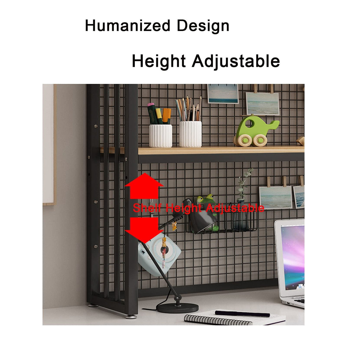 White 2 Tier Adjustable Metal Desktop Bookshelf C293688