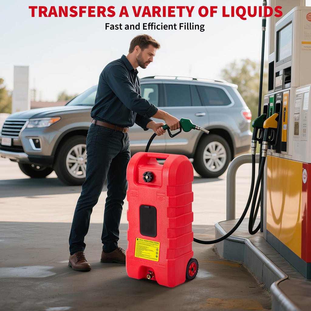 15 Gallon Portable Fuel Gas Can with Wheels and Hose P20937