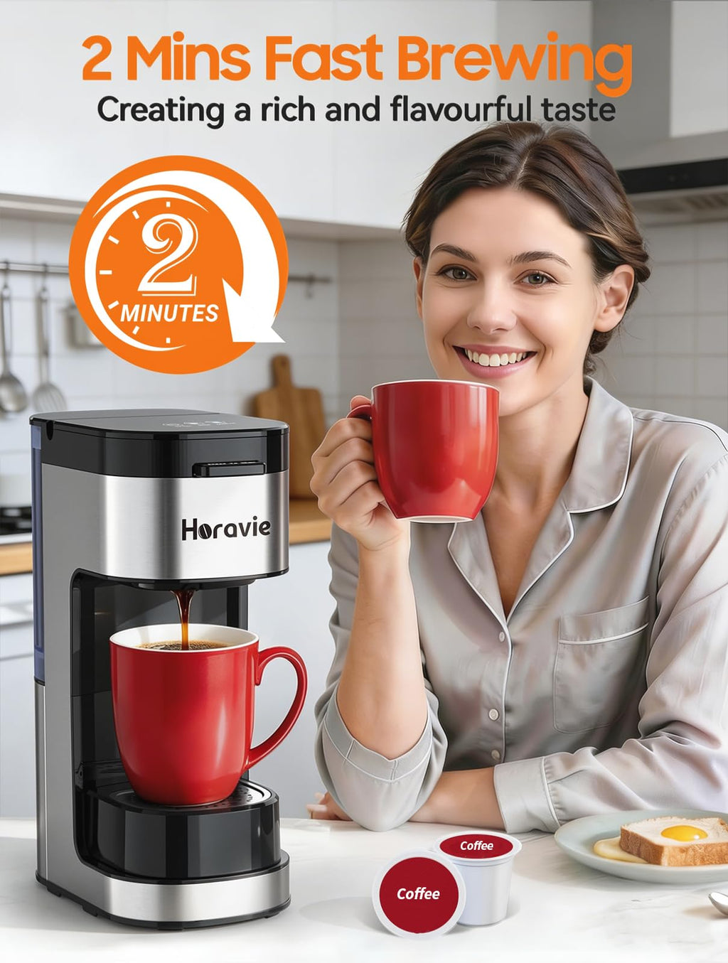 Single Serve Coffee Maker, 6 to 14 Oz, Black S4159