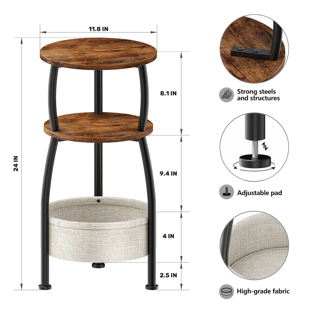 Round Side Table with Storage Basket R4622