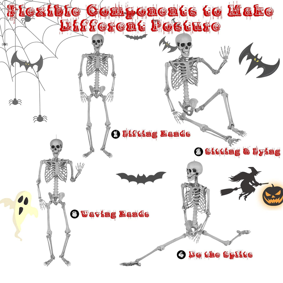 5.4ft Full Body Skeleton with Movable Joints N3469