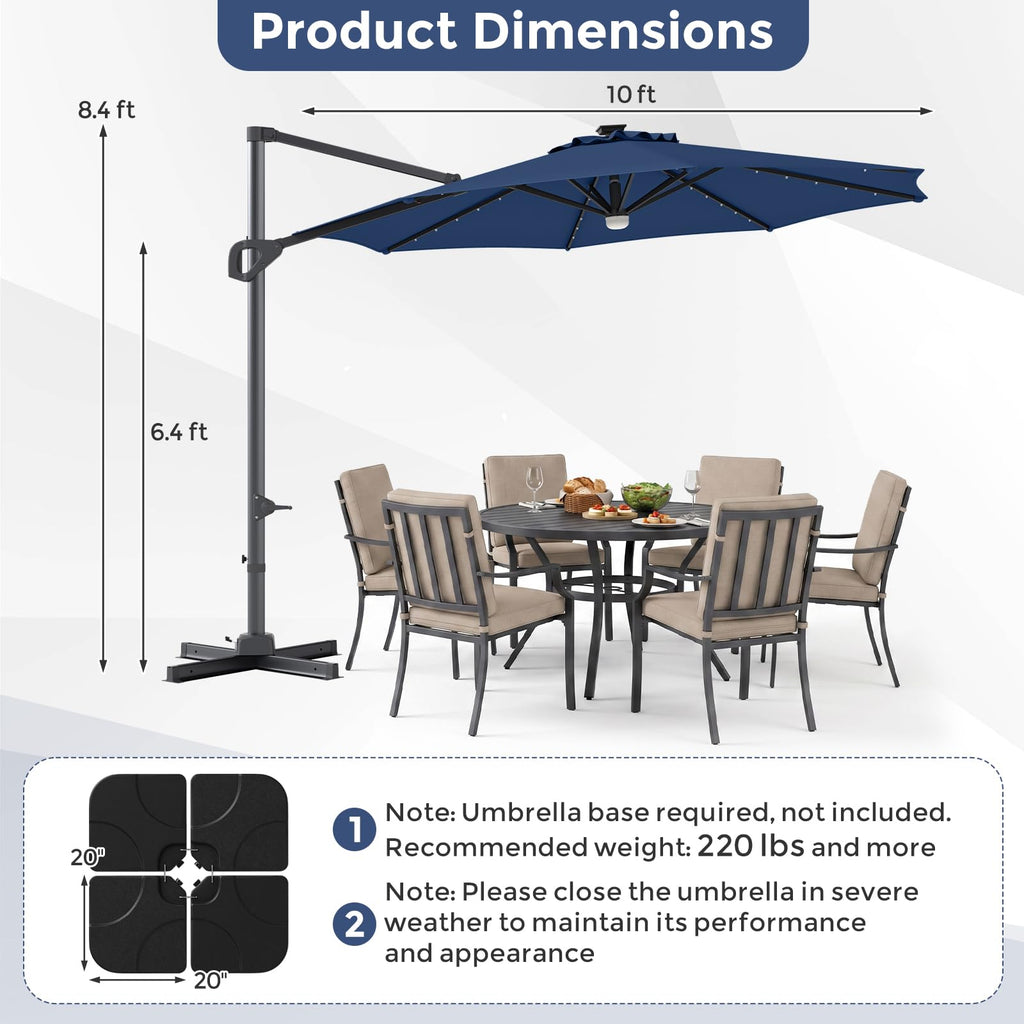 10ft Solar LED Offset Cantilever Patio Umbrella R342952
