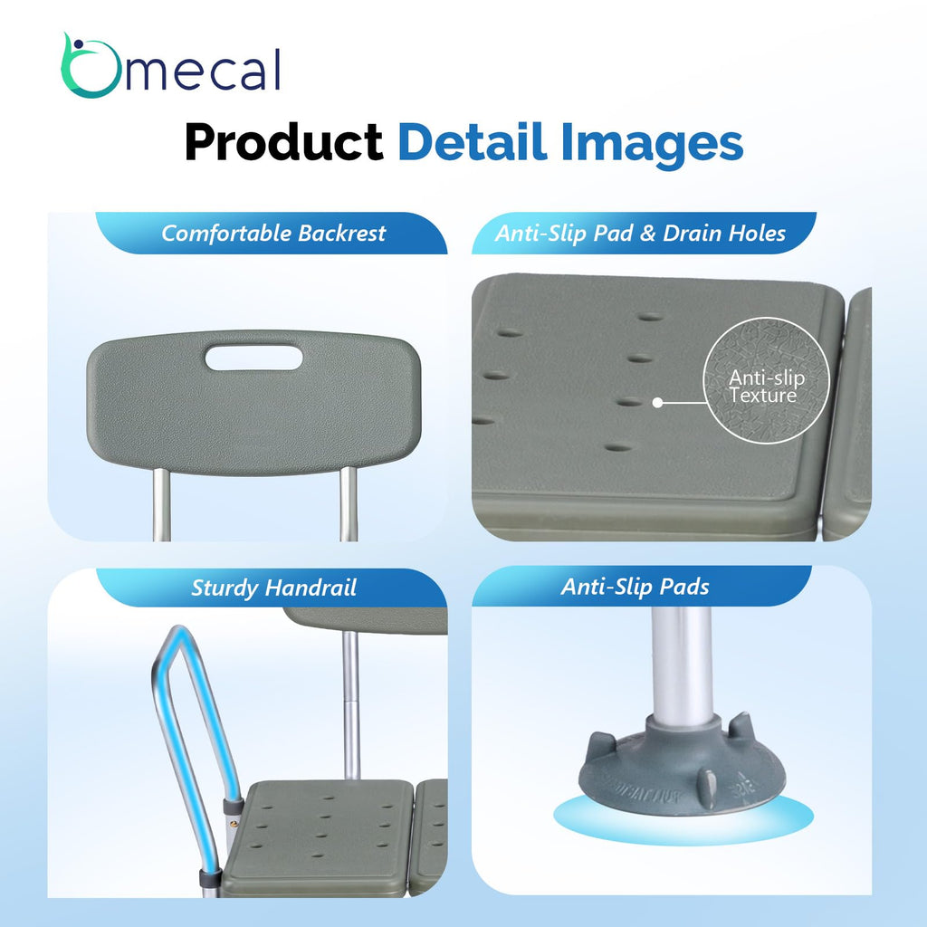 Height Adjustable Tub Transfer Bench Shower Chair with Backrest K922