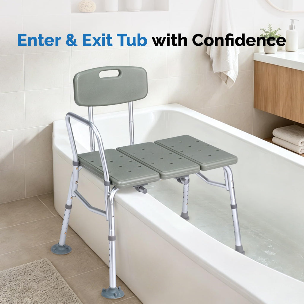 Height Adjustable Tub Transfer Bench Shower Chair with Backrest K922