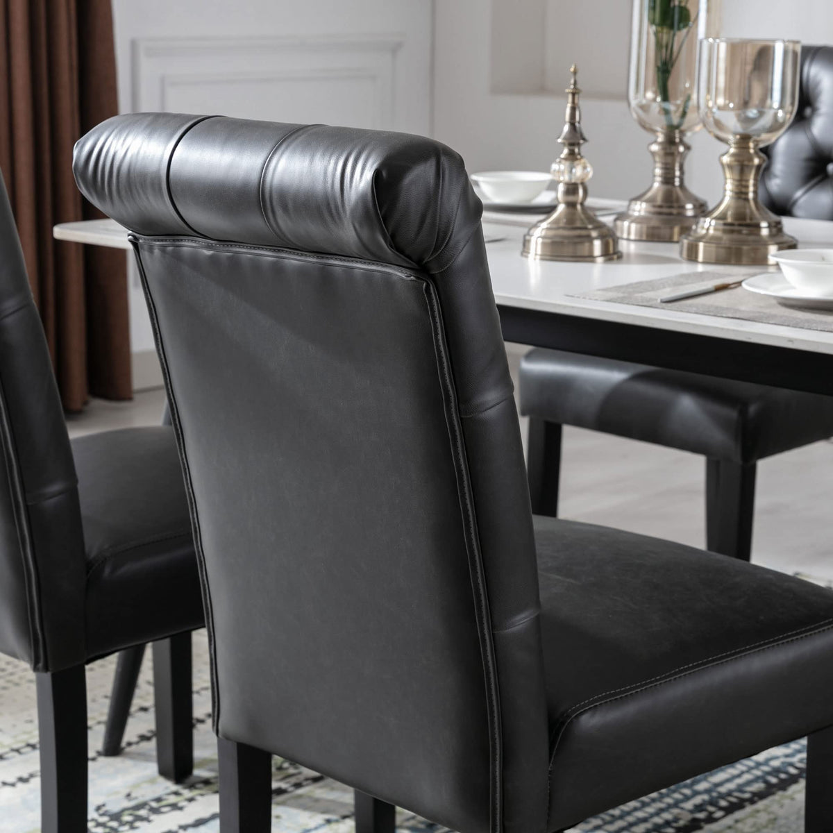 Black PU Leather Dining Chairs Set of 4 L92271