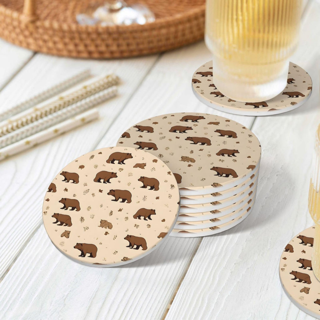 6-Piece Set of Absorbent Ceramic Coasters with Cork Backing G81280