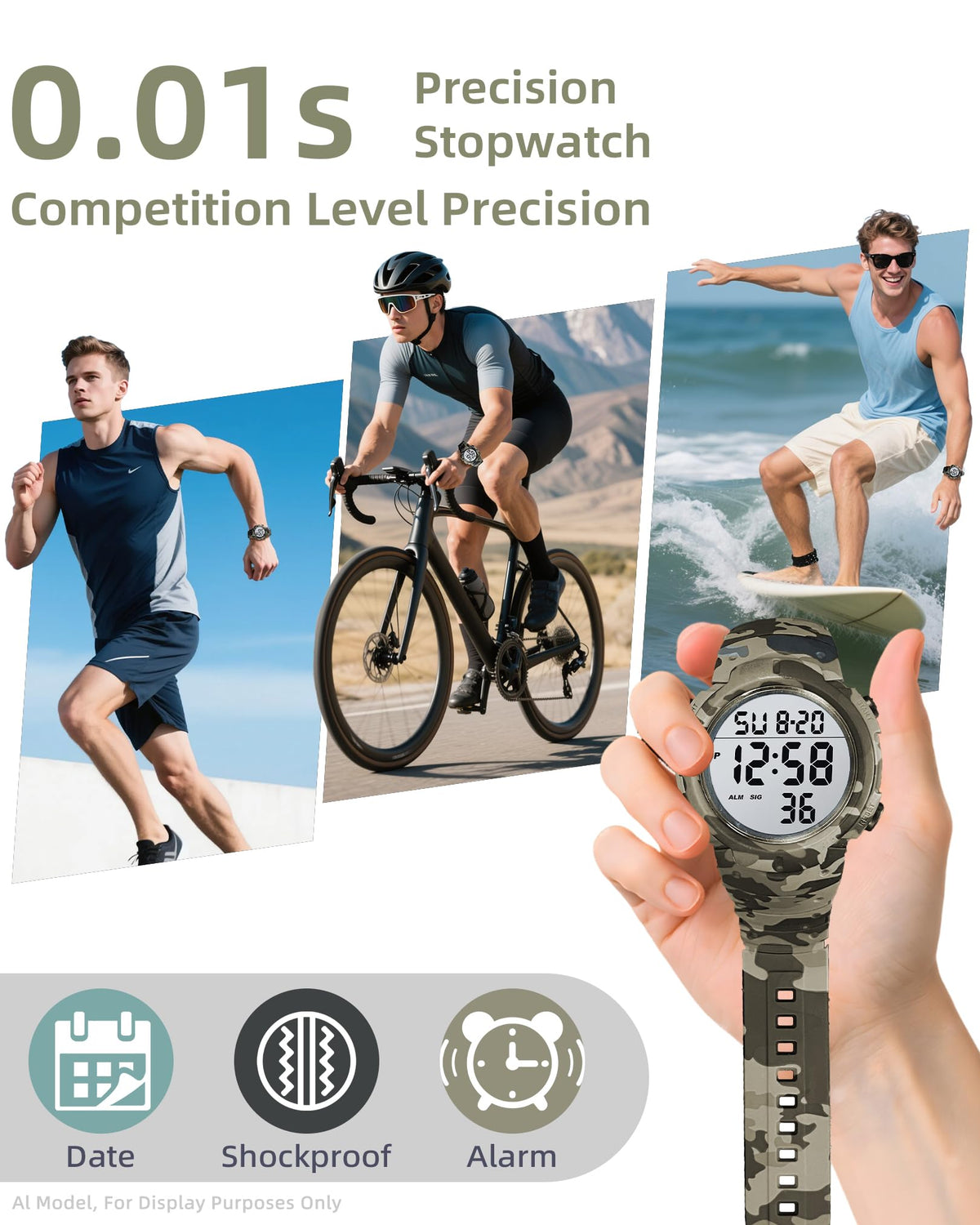 Digital Watch Mens Waterproof Sport Wristwatch E4198