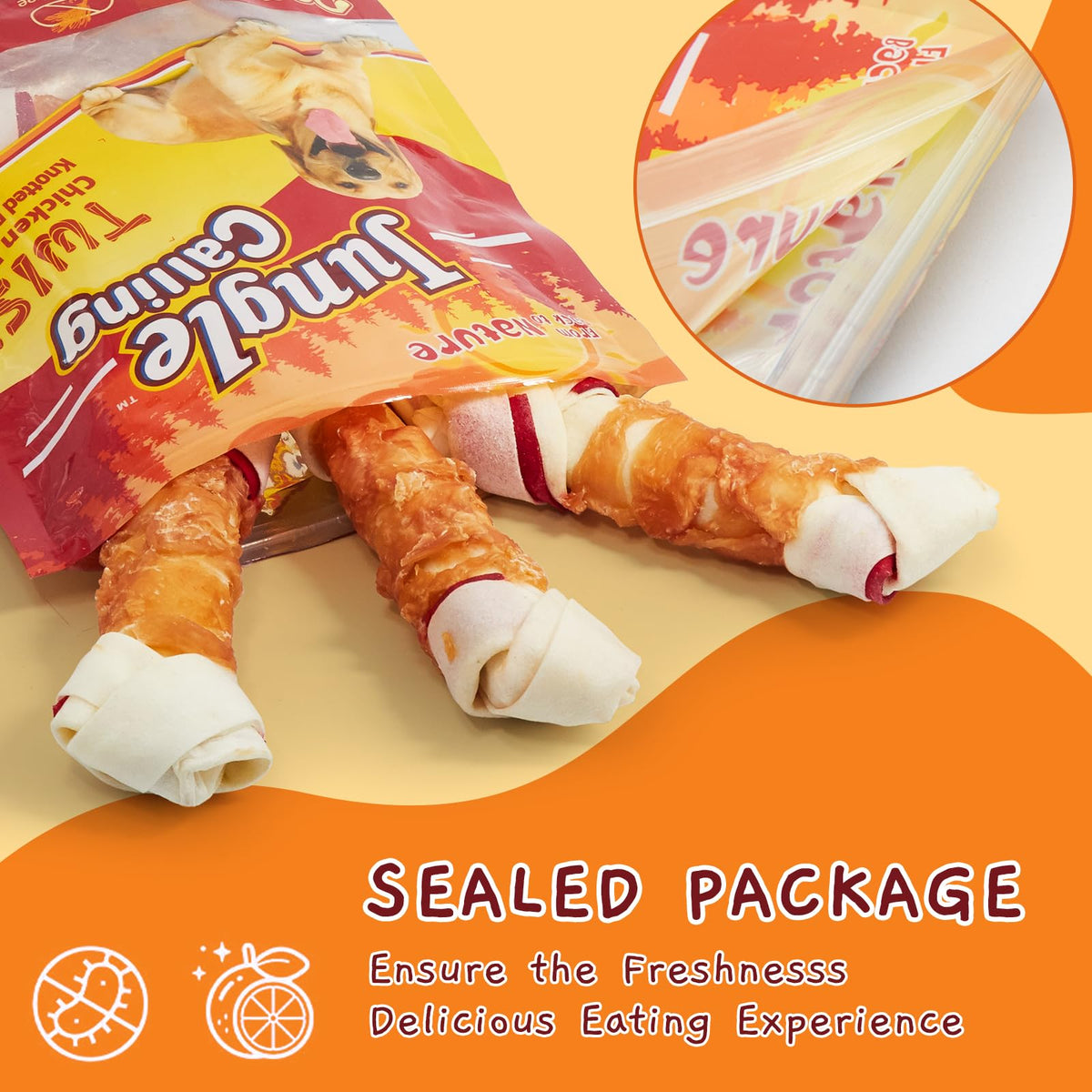6.5" Chicken Wrapped Rawhide Knotted Bones, 2 lb (3 Packs) T6296