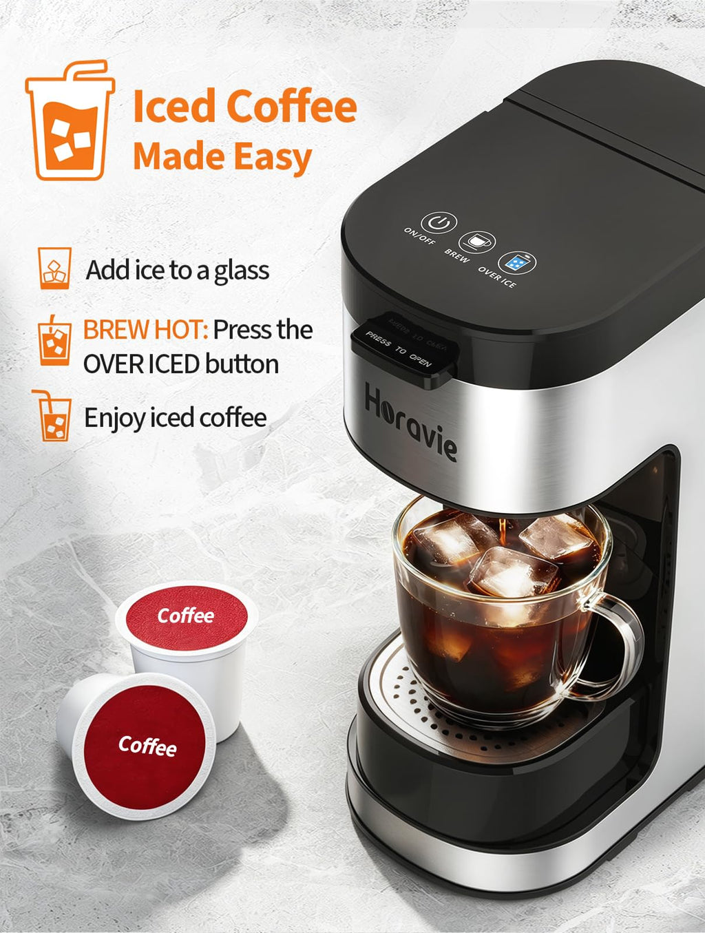 Single Serve Coffee Maker, 6 to 14 Oz, Black S4159