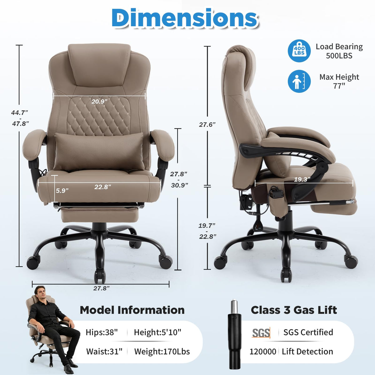 3D Kneading Massage Plus Size Office Chair Q27250