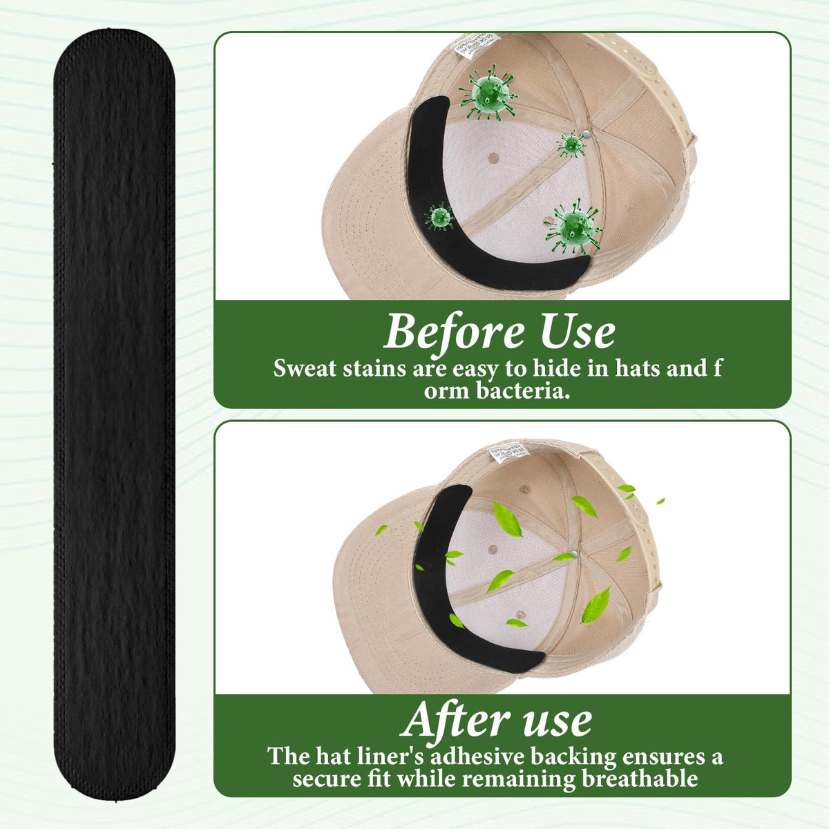 30 Pcs Disposable Hat Sweat Liner Sweatband Inserts Q2725