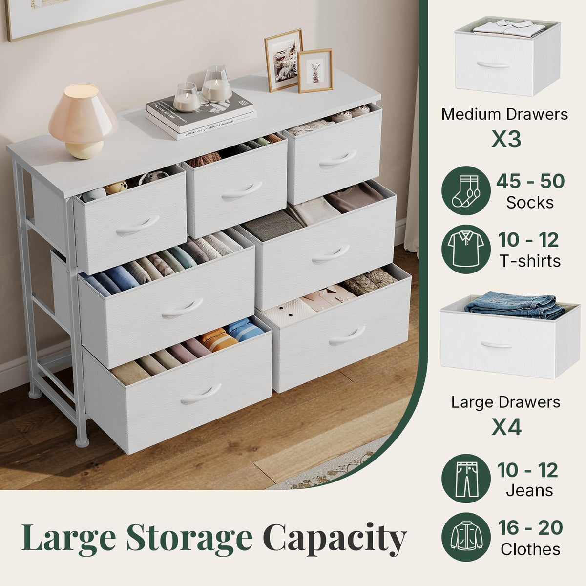 Fabric 7 Drawer Dresser H327120