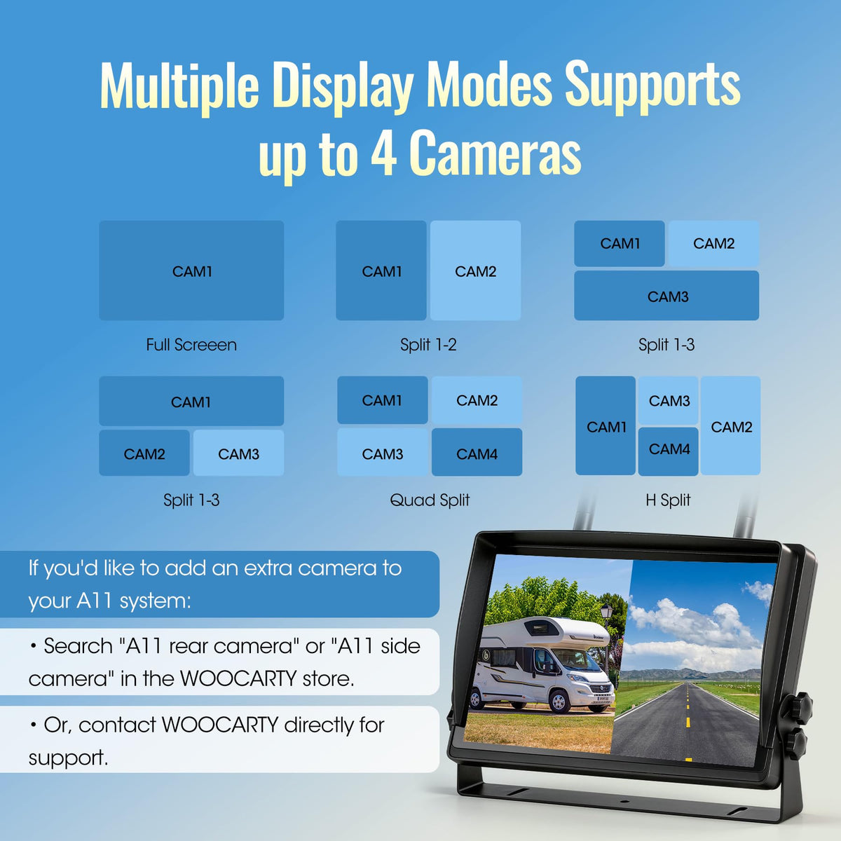 7" Wireless Backup Camera System with DVR Split Screen Monitor E276143