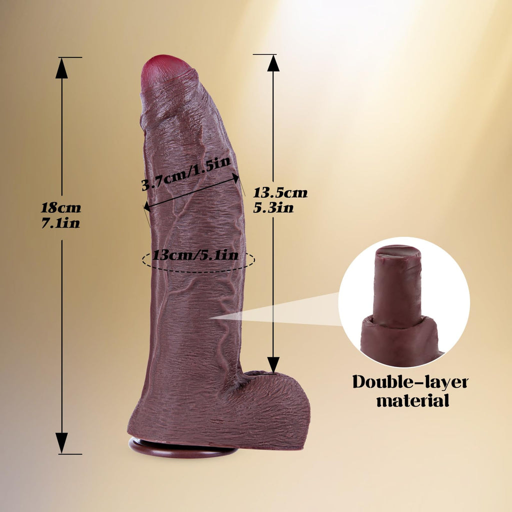 7.1" Silicone Realistic Dildo with Suction Cup Black O4679