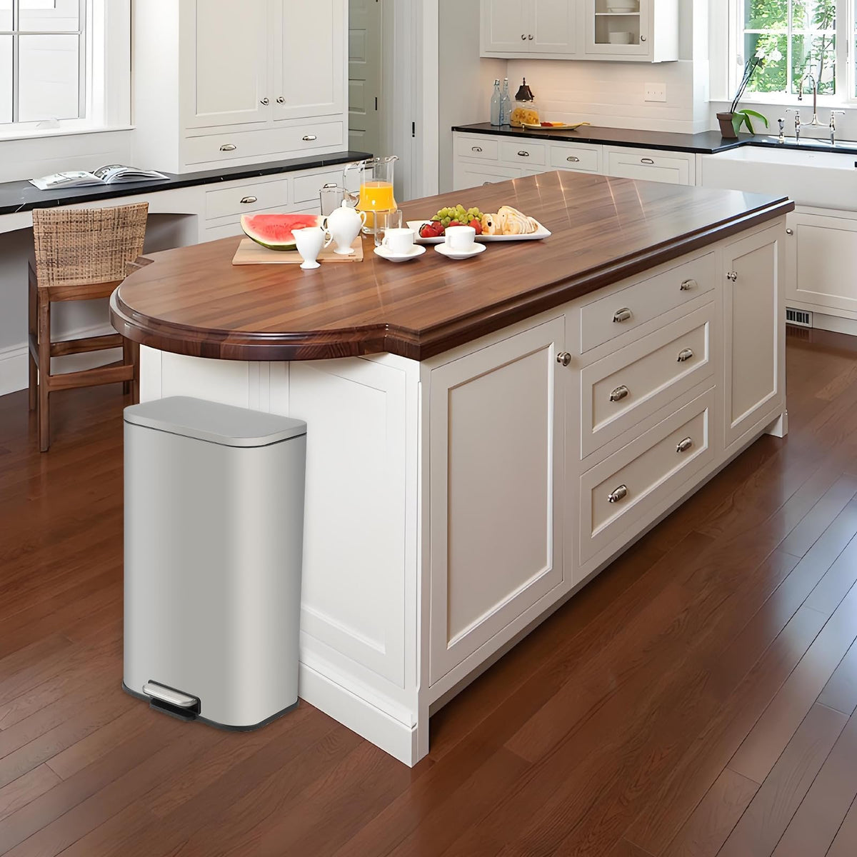 5.2 Gallon Brushed Stainless Steel Trash Can with Soft-Close Lid K88775