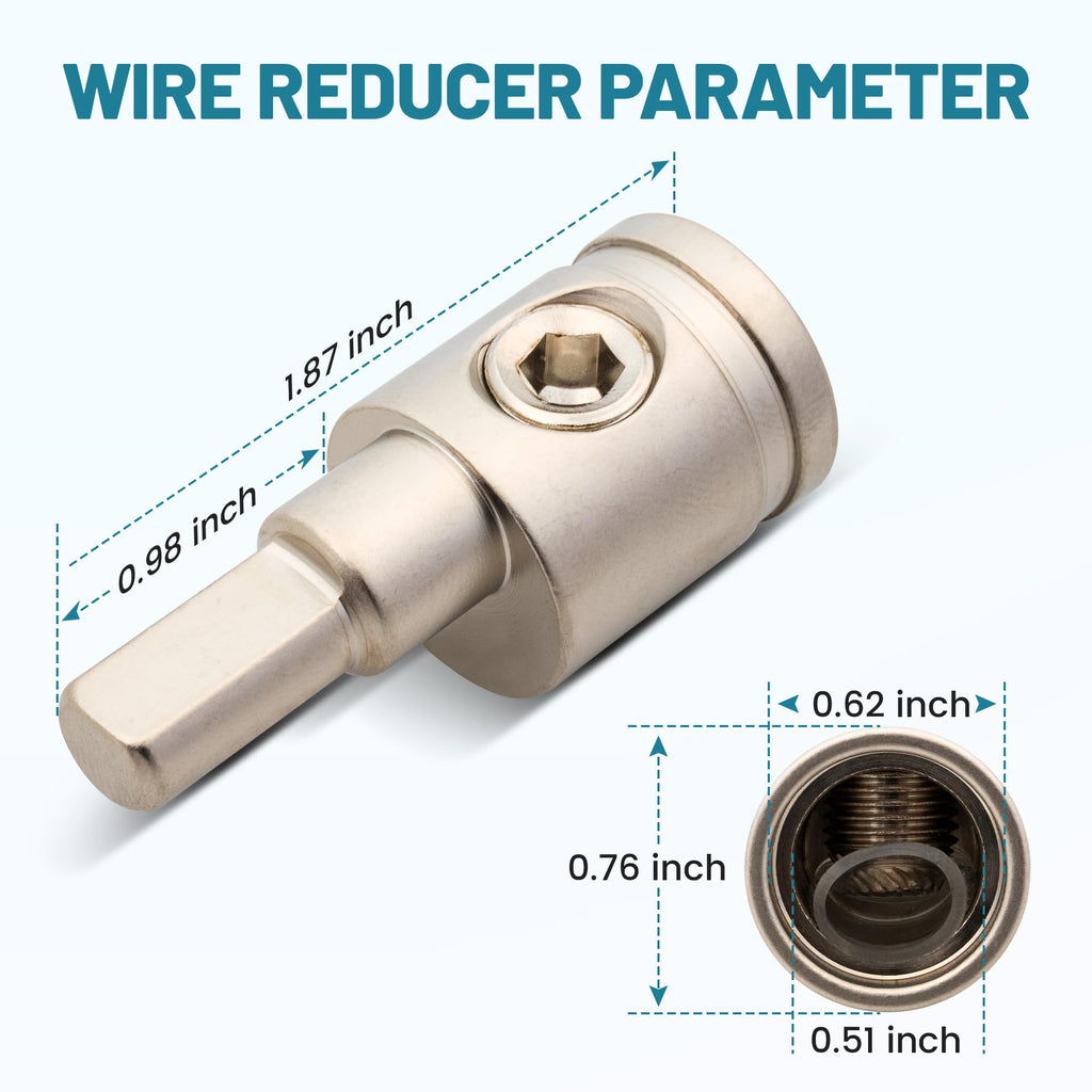 0 Gauge to 4 Gauge Amp Input Reducer 4PCS Brass Wire Terminal Connectors G941897
