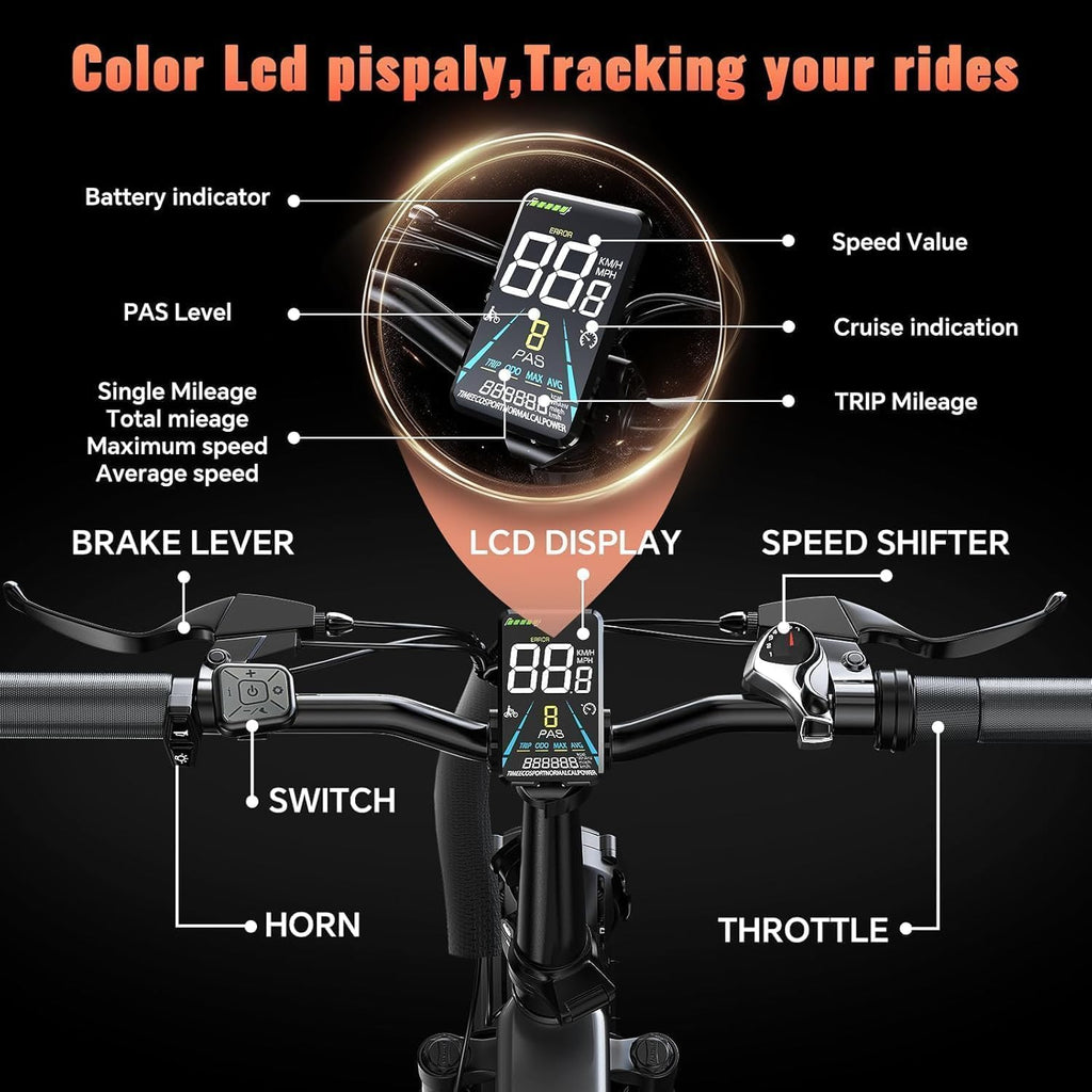 1500W Folding Electric Bike with 52V 20AH Removable Battery, 20" x4.0 Fat Tire I956522