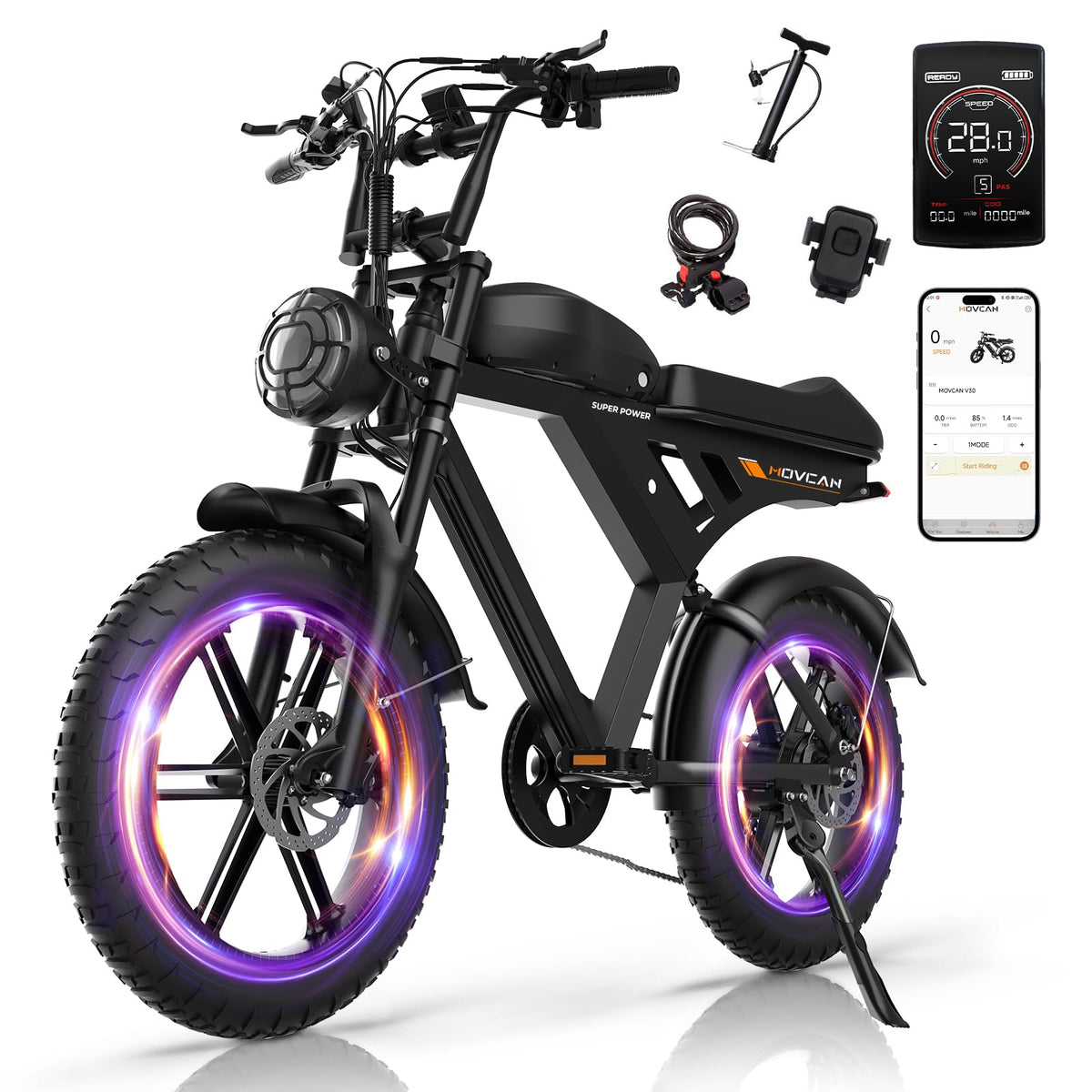 1000W Electric Bike 20" Fat Tire 7-Speed H940750