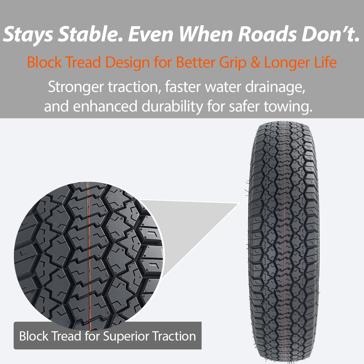 Set of 2 ST205/75D15 Trailer Tires U700