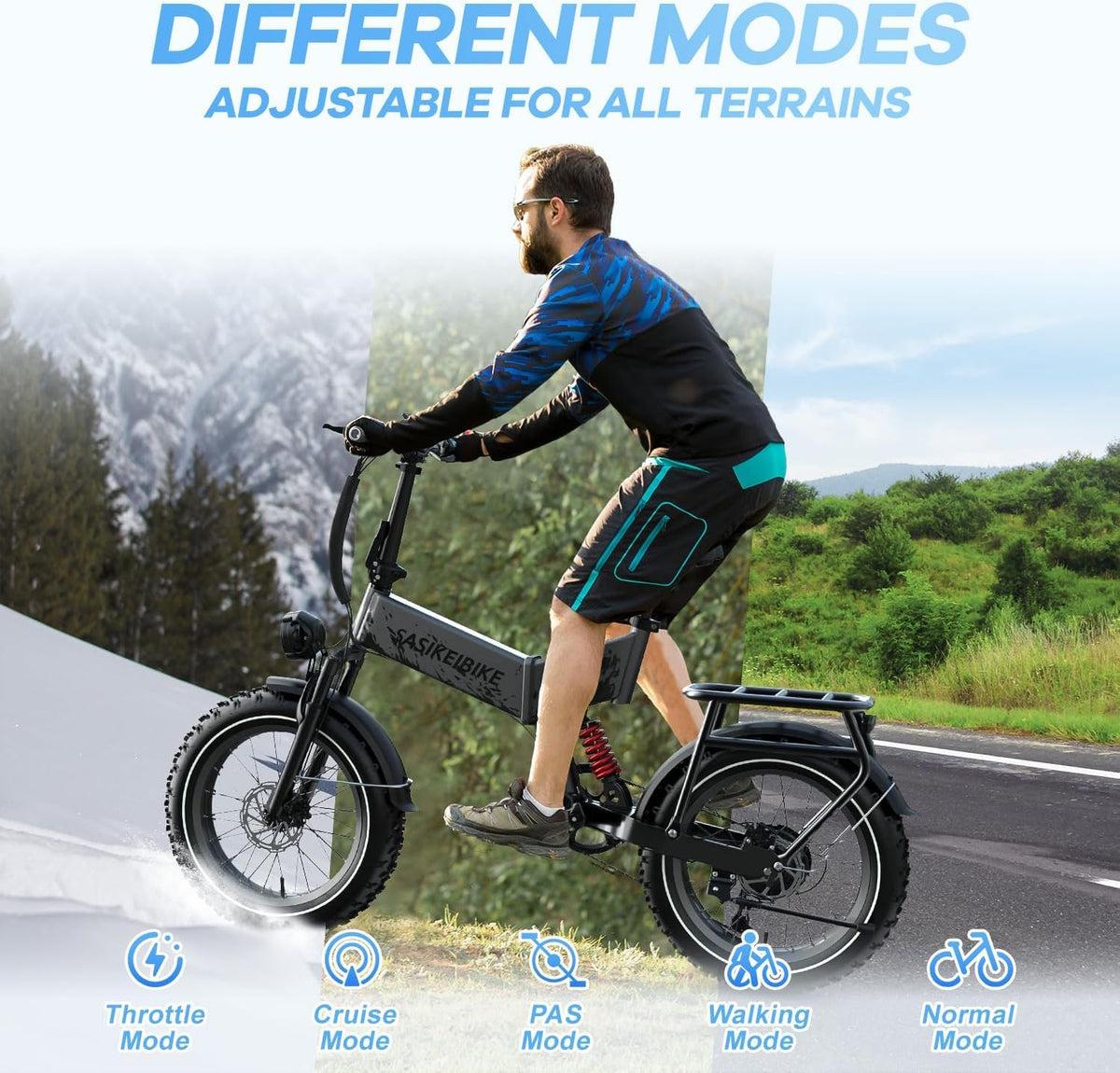 1500W Folding Electric Bike with 52V 20AH Removable Battery, 20" x4.0 Fat Tire I956522
