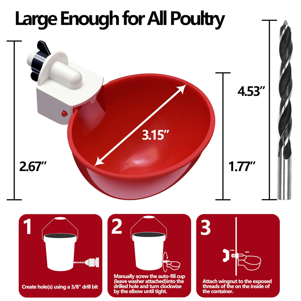 16 Pack Poultry Waterer Cups with Mounting Hole Opener D319