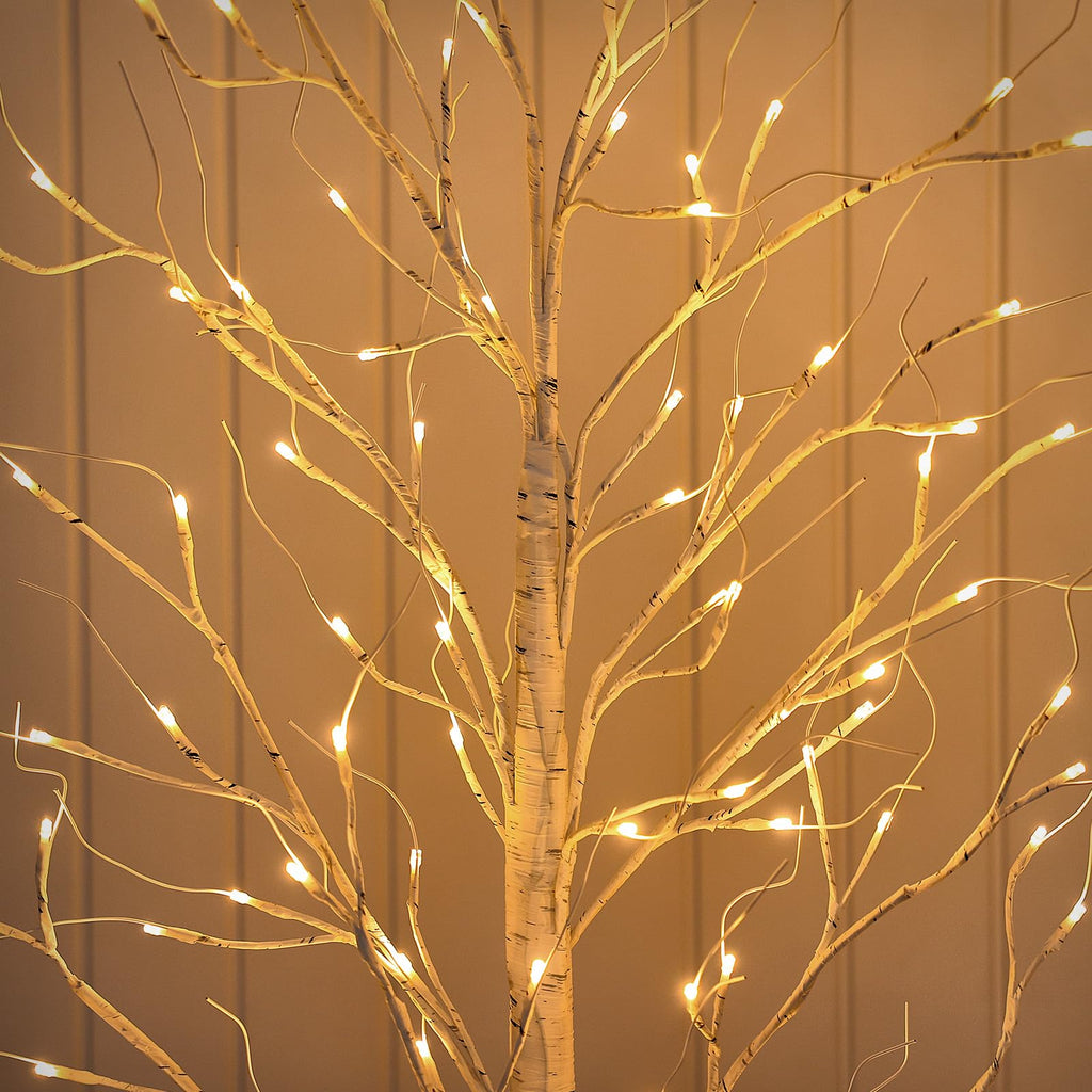 White Birch Tree with Lights Set of 3 Christmas Decorations with Warm White Lights F302