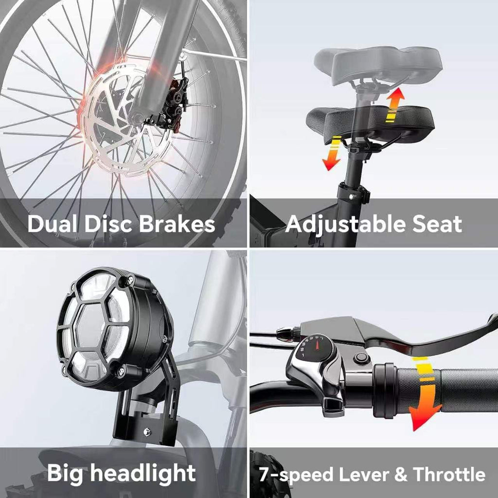 1500W Folding Electric Bike with 52V 20AH Removable Battery, 20" x4.0 Fat Tire I956522