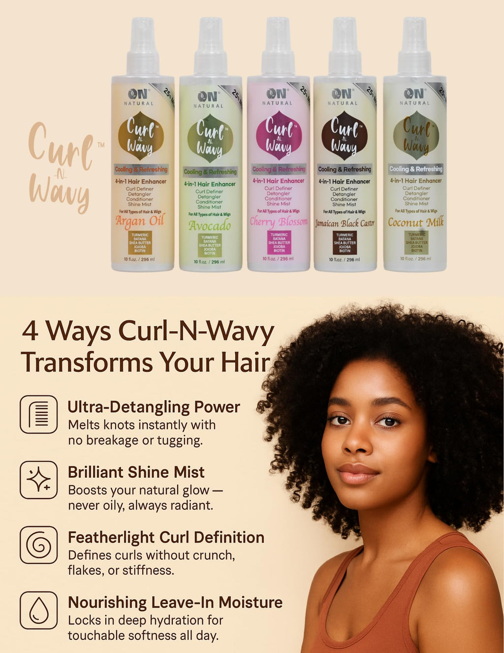Natural Curl-N-Wavy 4-in-1 Hair Enhancer 10 OZ L627