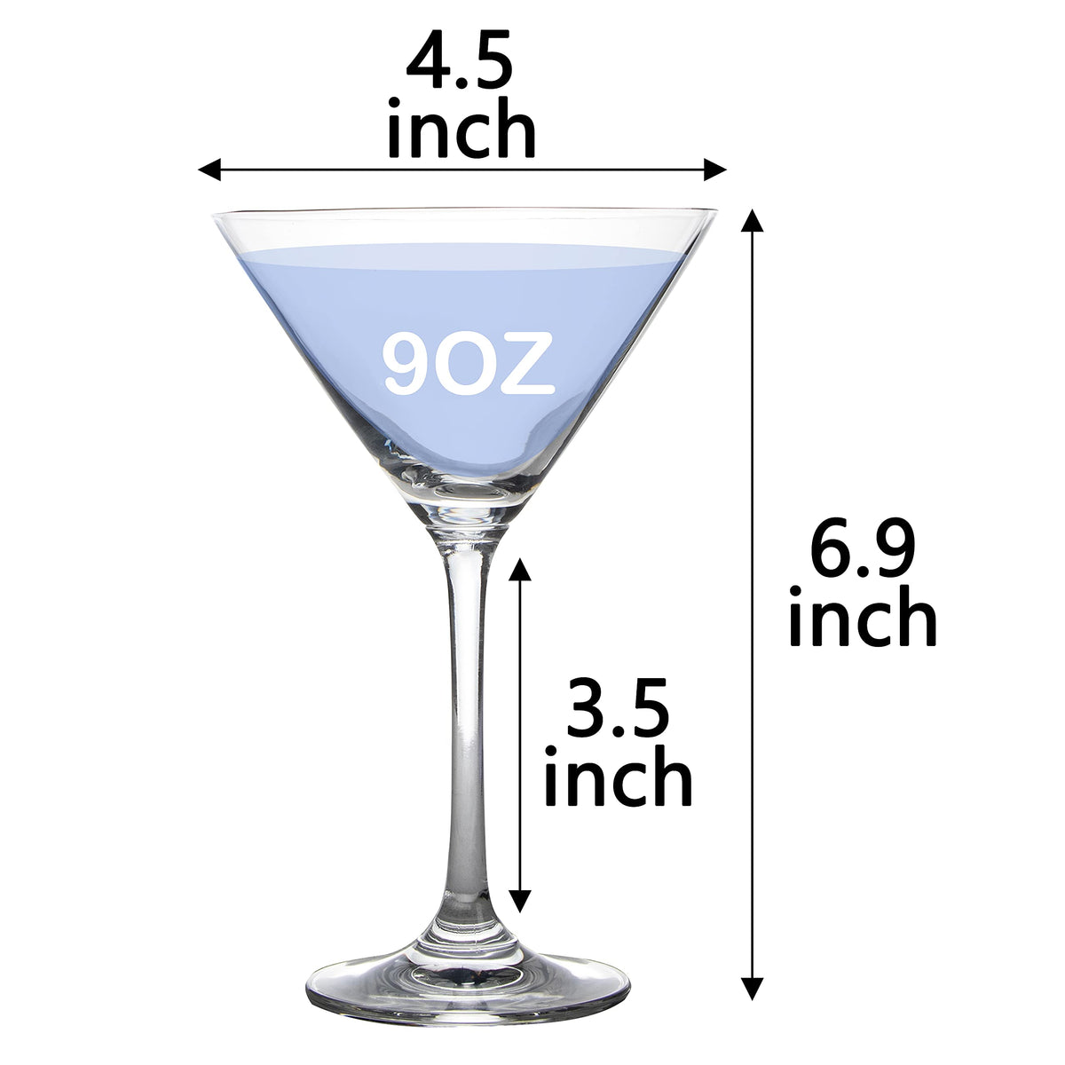 Clear 9 Ounce Set of 4 Martini Cocktail Glasses Q684770