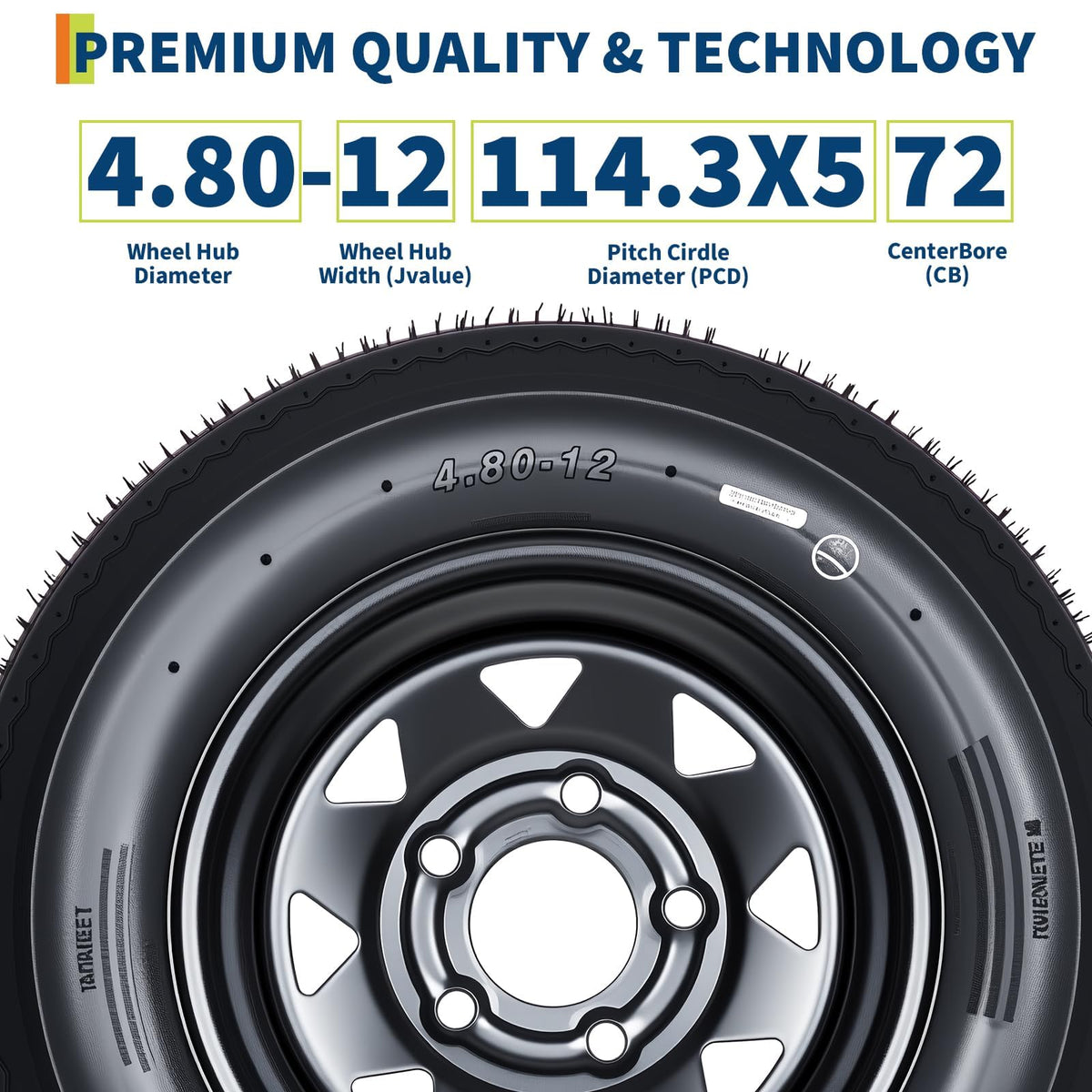 2-Pack 4.80-12 Trailer Tires with 12" Rims S476