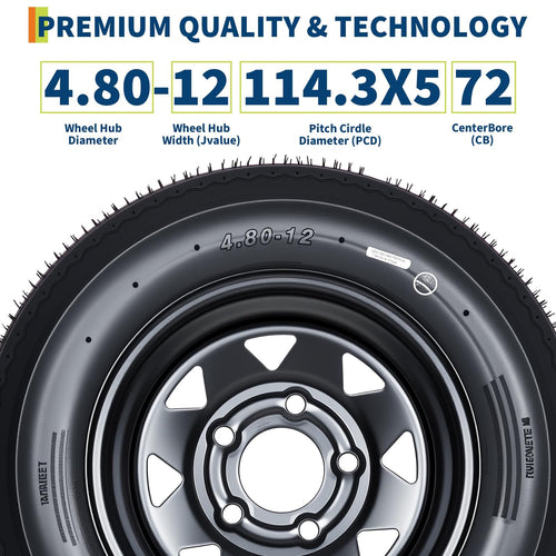 2-Pack 4.80-12 Trailer Tires with 12" Rims S476