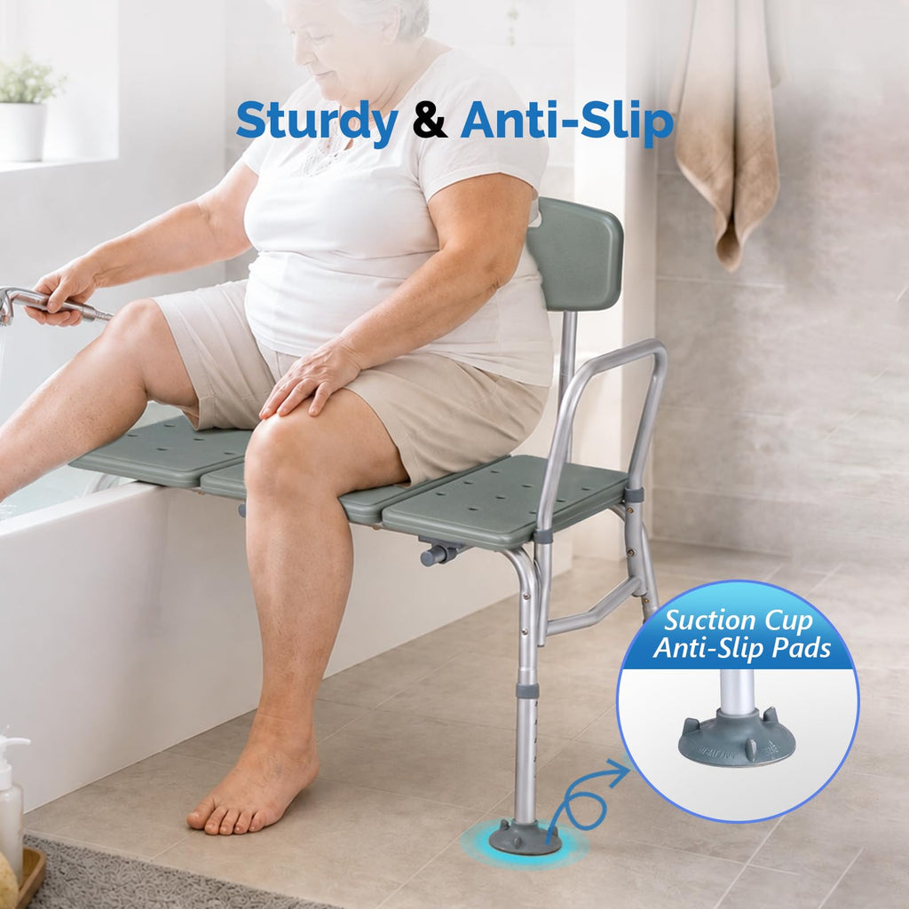 Height Adjustable Tub Transfer Bench Shower Chair with Backrest K922
