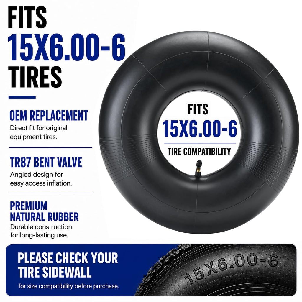 15x6.00-6 Inner Tubes 2-Pack TR-87 Bent Valve Stem U71193