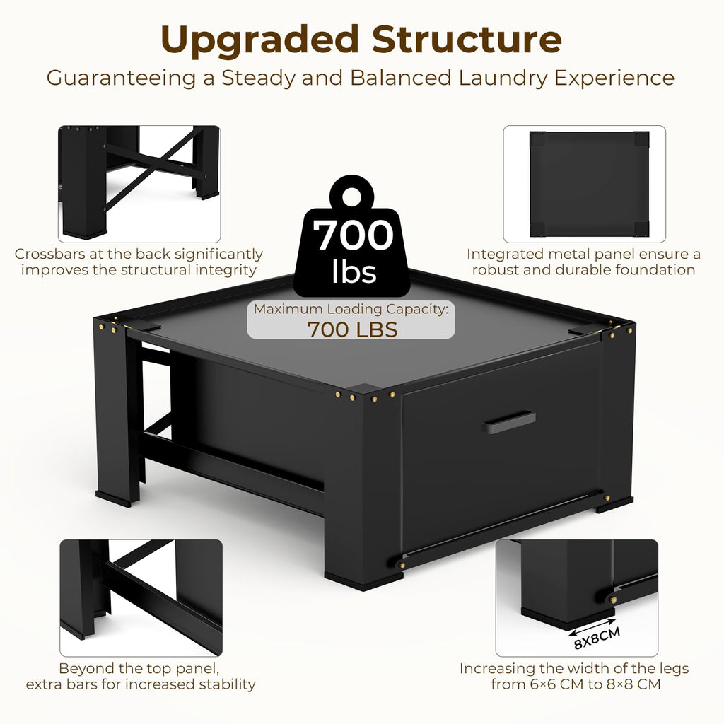 Black Washer and Dryer Pedestal with Drawer Q57568