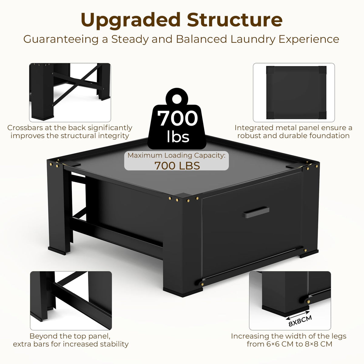 Black Washer and Dryer Pedestal with Drawer Q57568