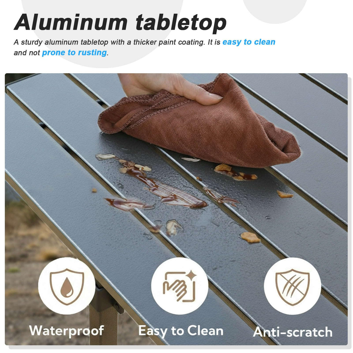 Portable Aluminum Folding Camping Table with Storage Basket L7555
