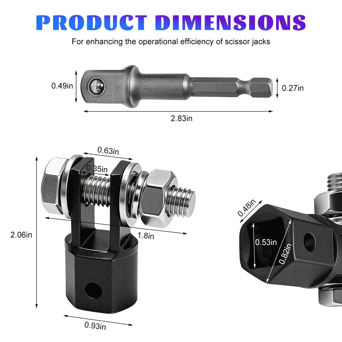 Scissor Jack Drill Adapter for 1/2 Inch Impact Wrench W577690