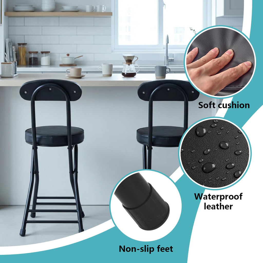 Cushioned Black Folding Stool X616