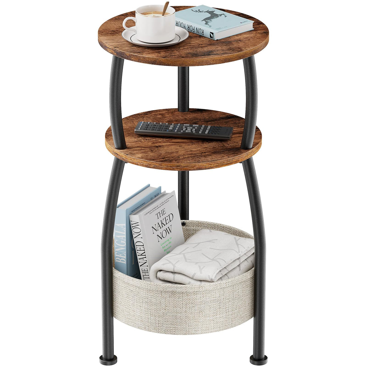 Round Side Table with Storage Basket R4622