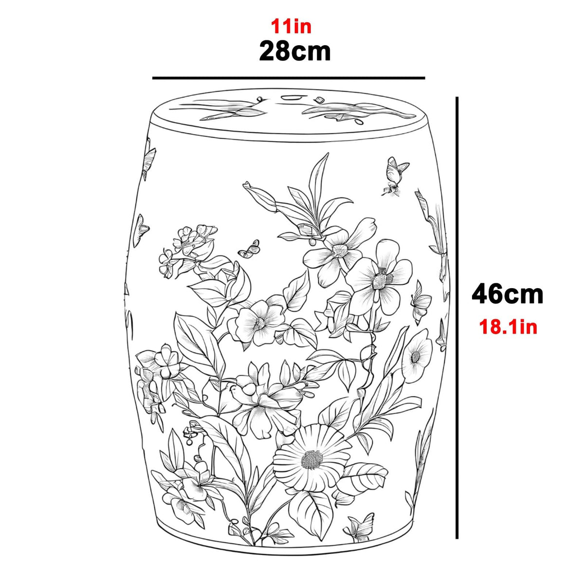 Ceramic Drum Garden Stool G172581